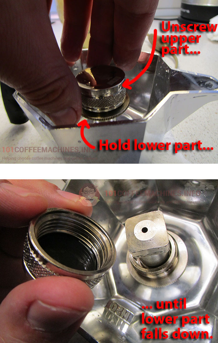 How to unscrew (open) upper pressure valve on Bialetti Brikka (step by step photos)